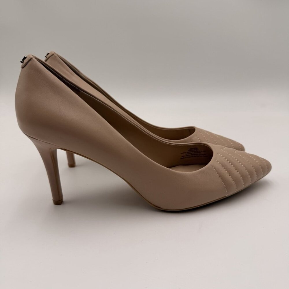 Karl Lagerfeld Paris Royale Pointed Toe Pumps Beige Leather
